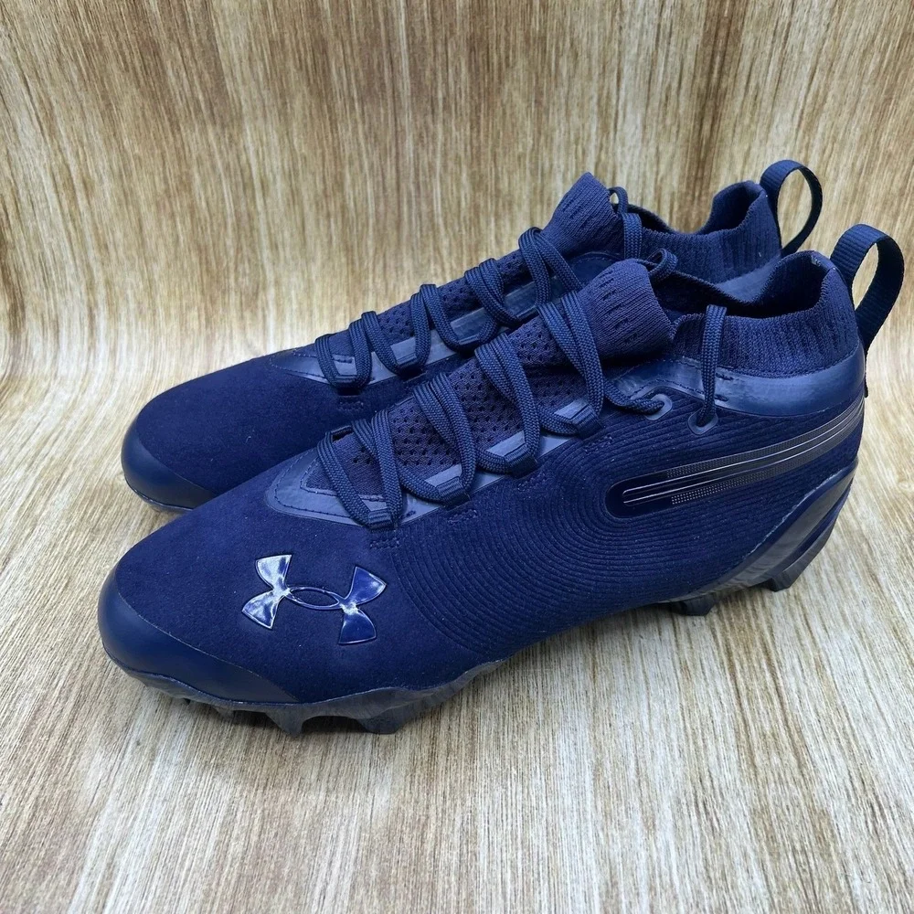 Under Armour Spotlight Suede MC Men's 8 Navy Blue Football Cleats 6000074-410